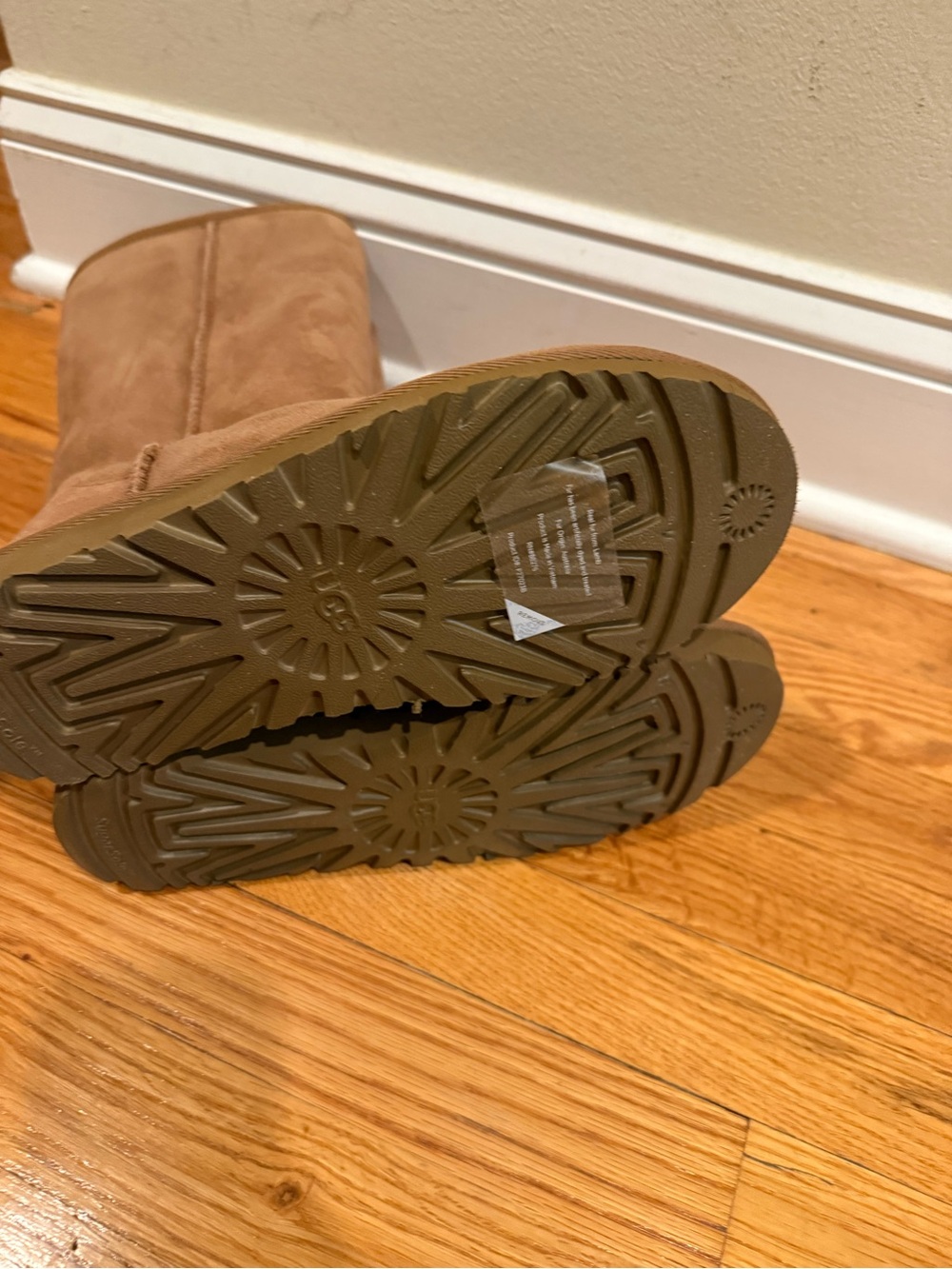 UGG Tall Shearling-Lined Boots in Chestnut Suede - Picture 3 of 3